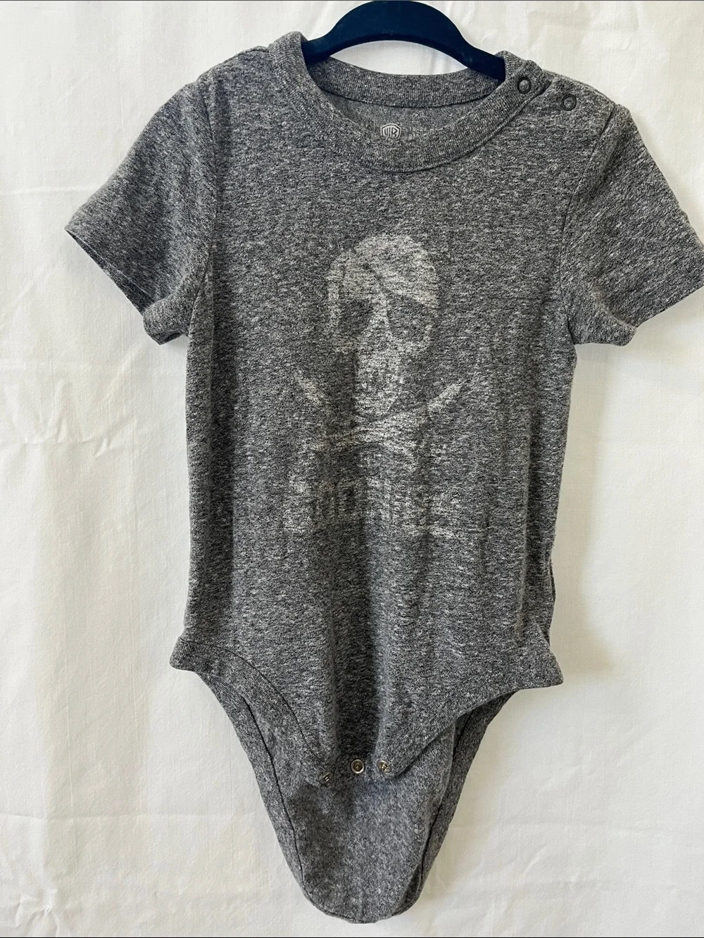 GAP Heather Gray Baby Tee with The Goonies Skull Graphic
